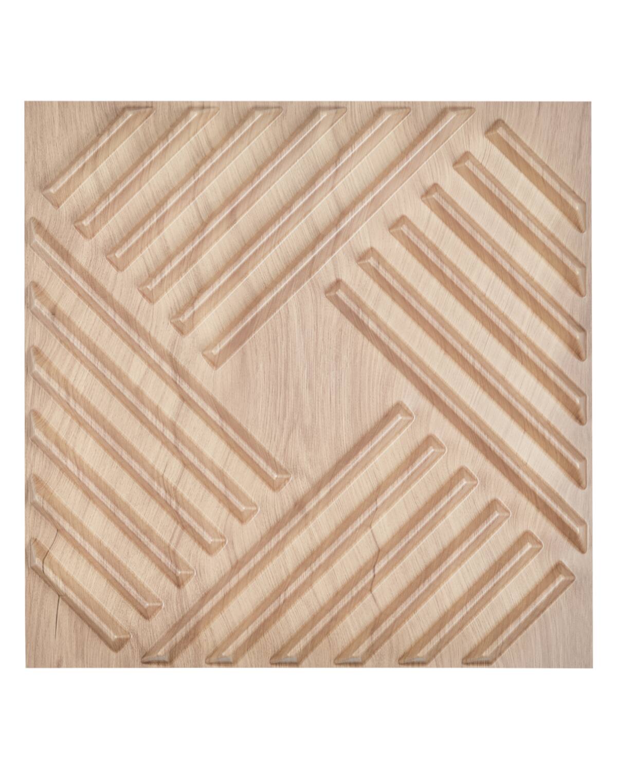 Front. VEVOR - 3D Wall Panels, 12-Pack 19.7 x 19.7 in PVC Modern Art Minimalist Salt Tiles - Light Wood.