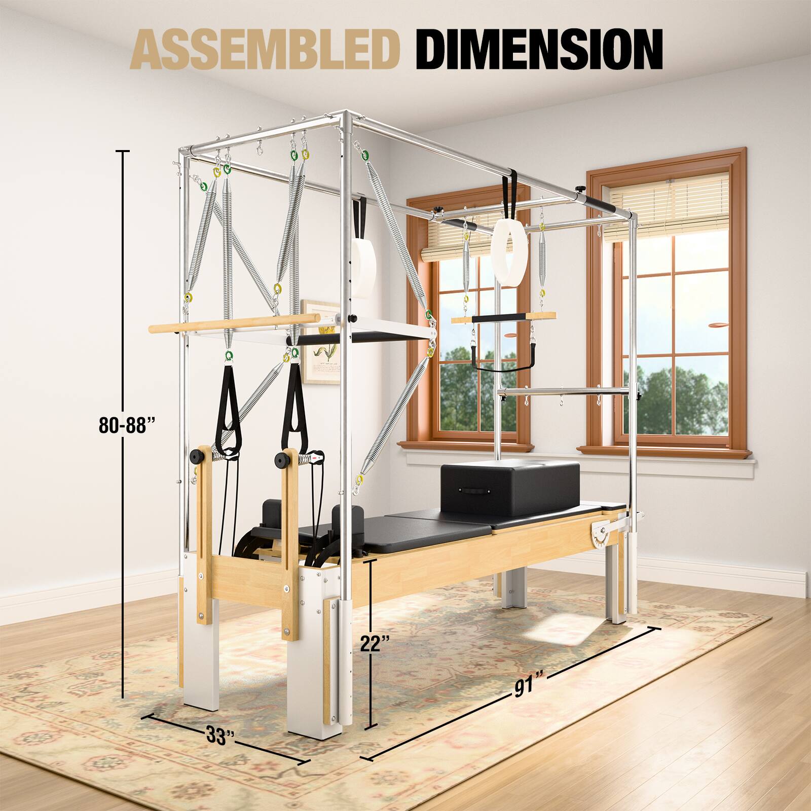 ASSEMBLED DIMENSION  
80-88" x 33" x 22" x 91"