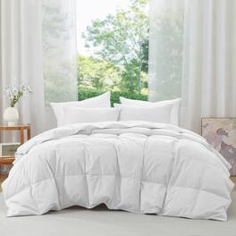 Puredown - Lightweight Organic Cotton Down Fiber Comforter, King - White