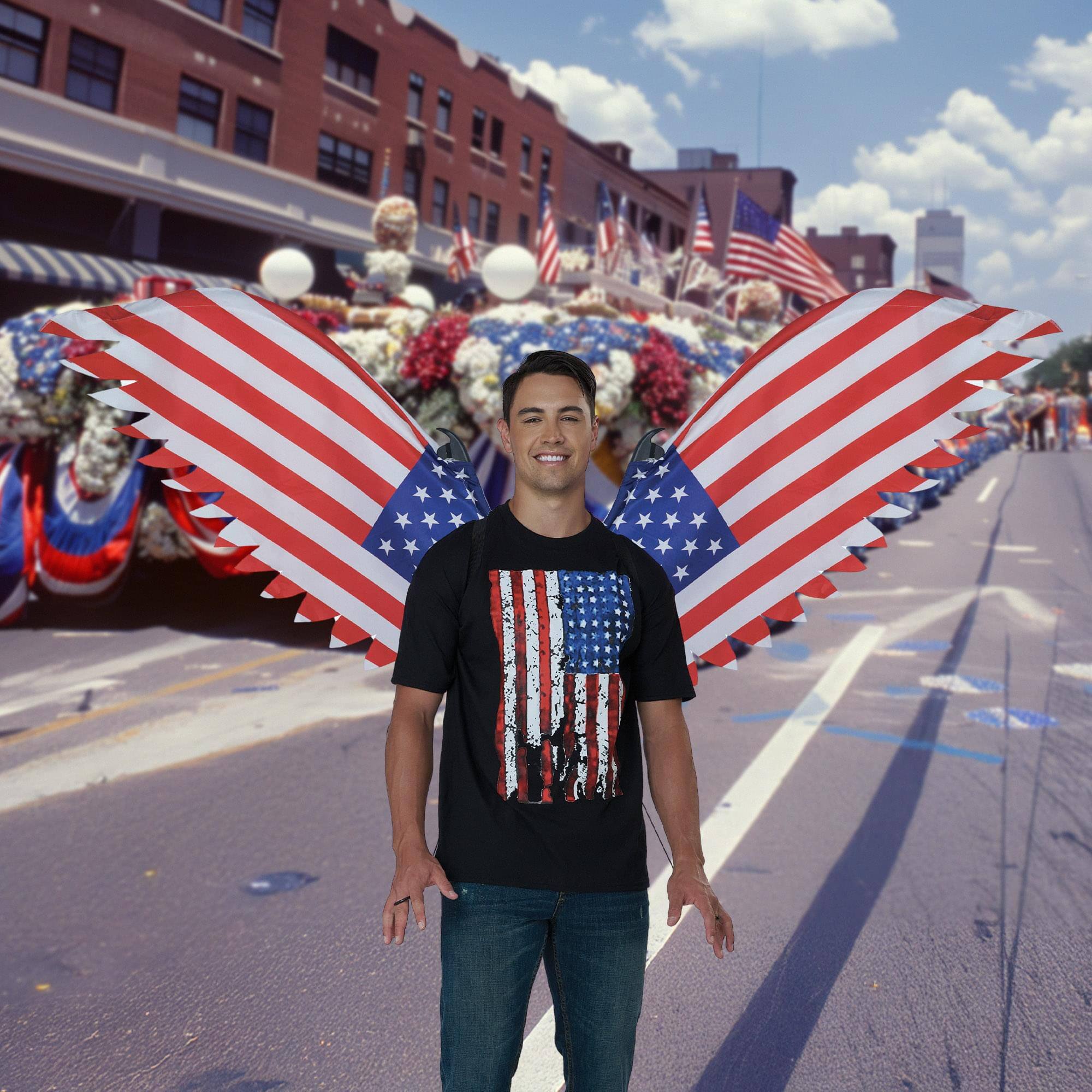 Alt View 2. California Costumes - 4th of July Patriot Costume Wings | One Size Fits Most - Red.