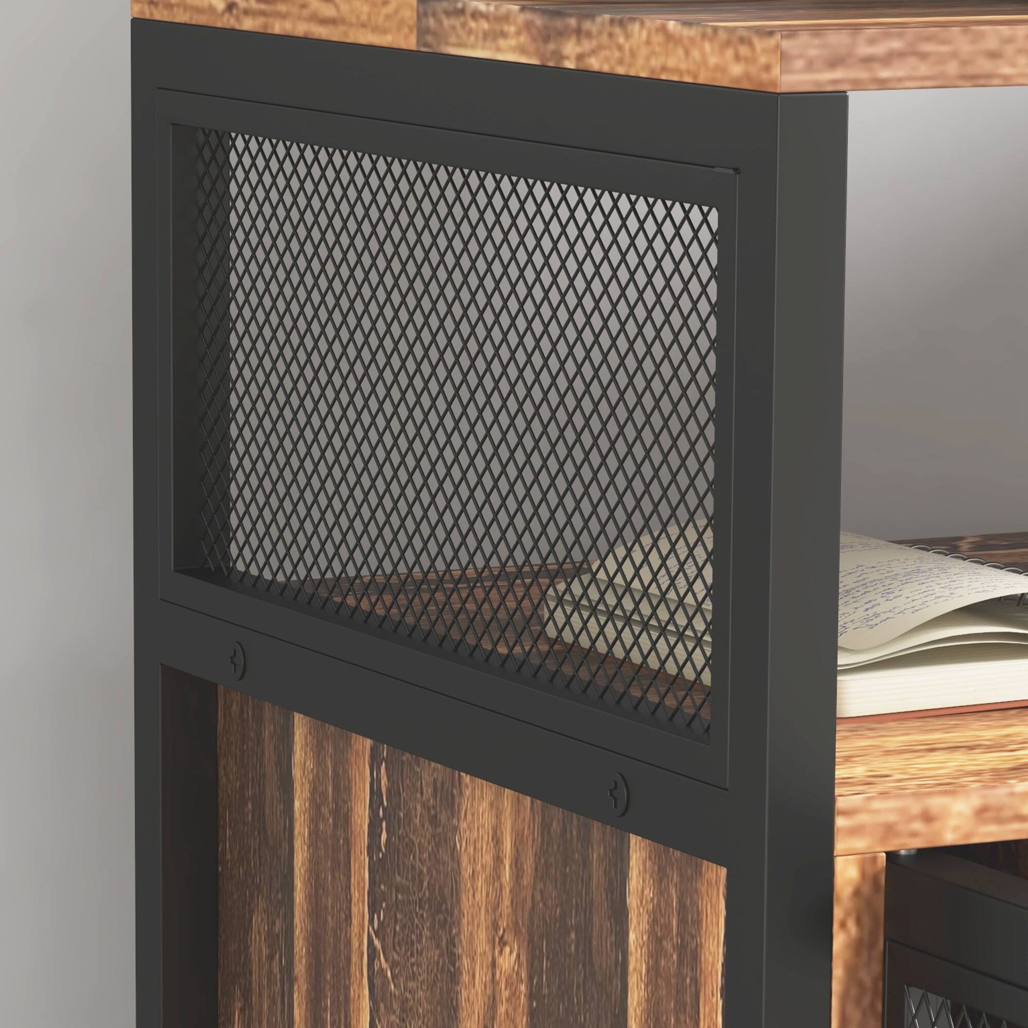 Alt View 8. Vinsetto - Stand with Socket and USB Charging Ports, Industrial Mobile Printer Table with Storage and Wheels - Rustic brown.