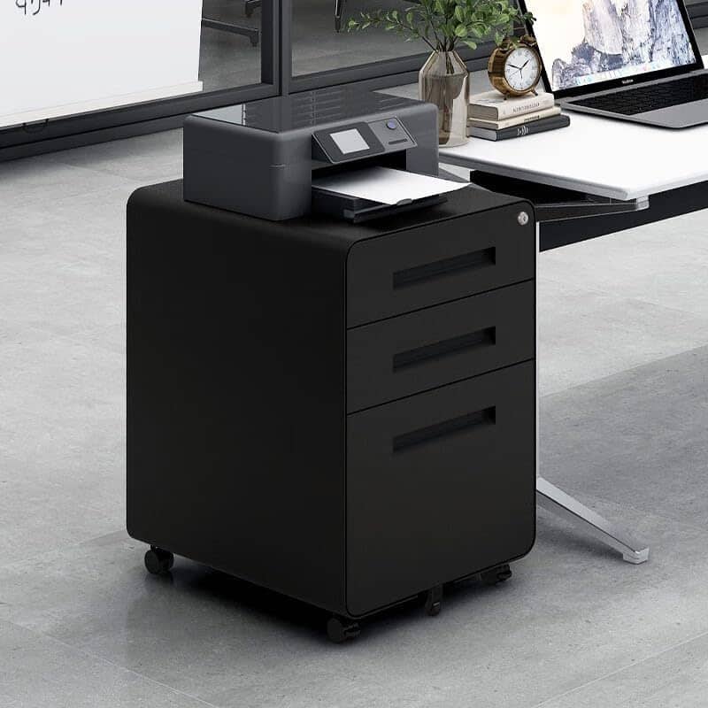 Babevy - 3-Drawer Mobile File Cabinet – Lockable Under-Desk Metal Filing Cabinet for Home Office - Black