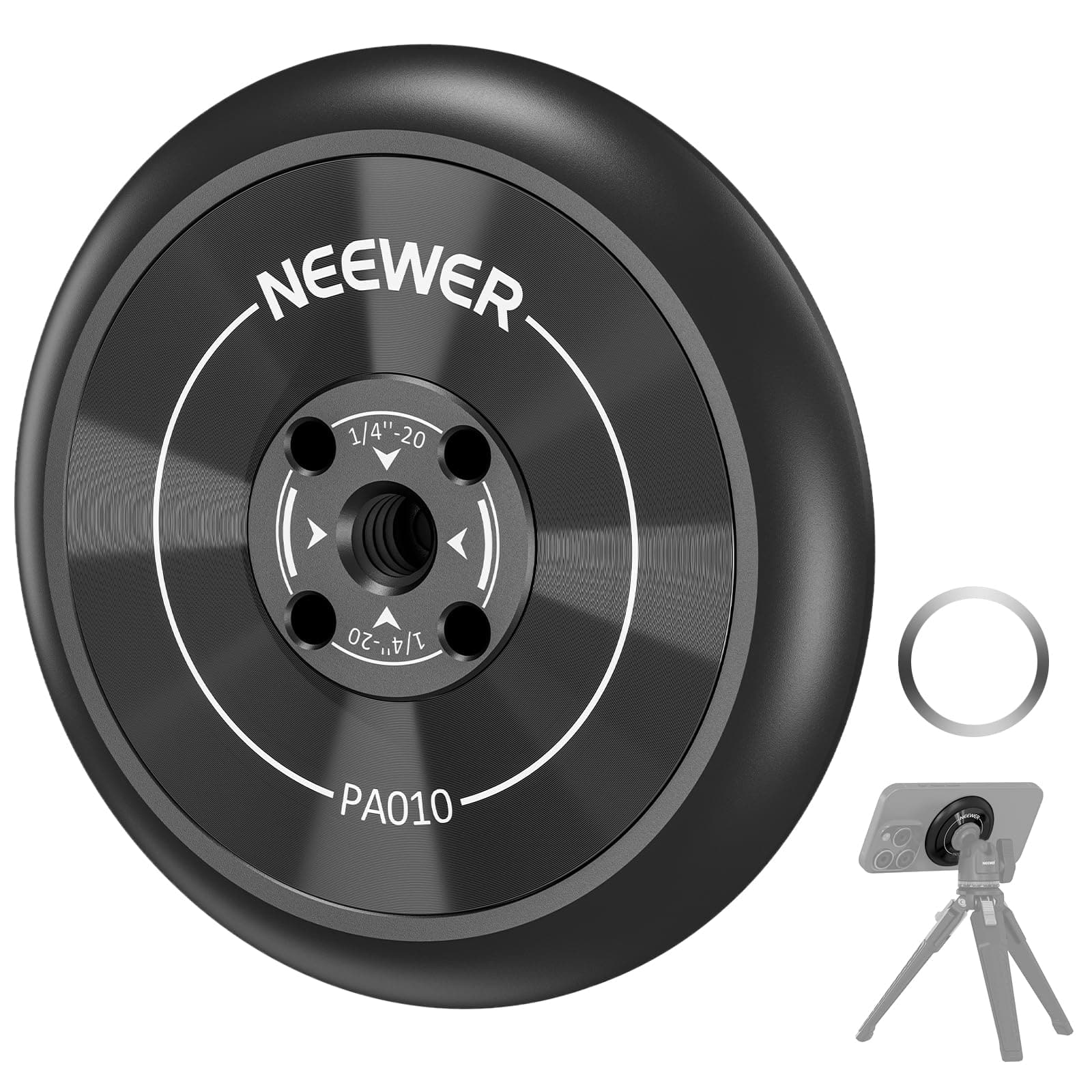 Neewer - Magnetic Phone Tripod Adapter for MagSafe iPhone - with Adhesive Ring for Video & Selfie Stick