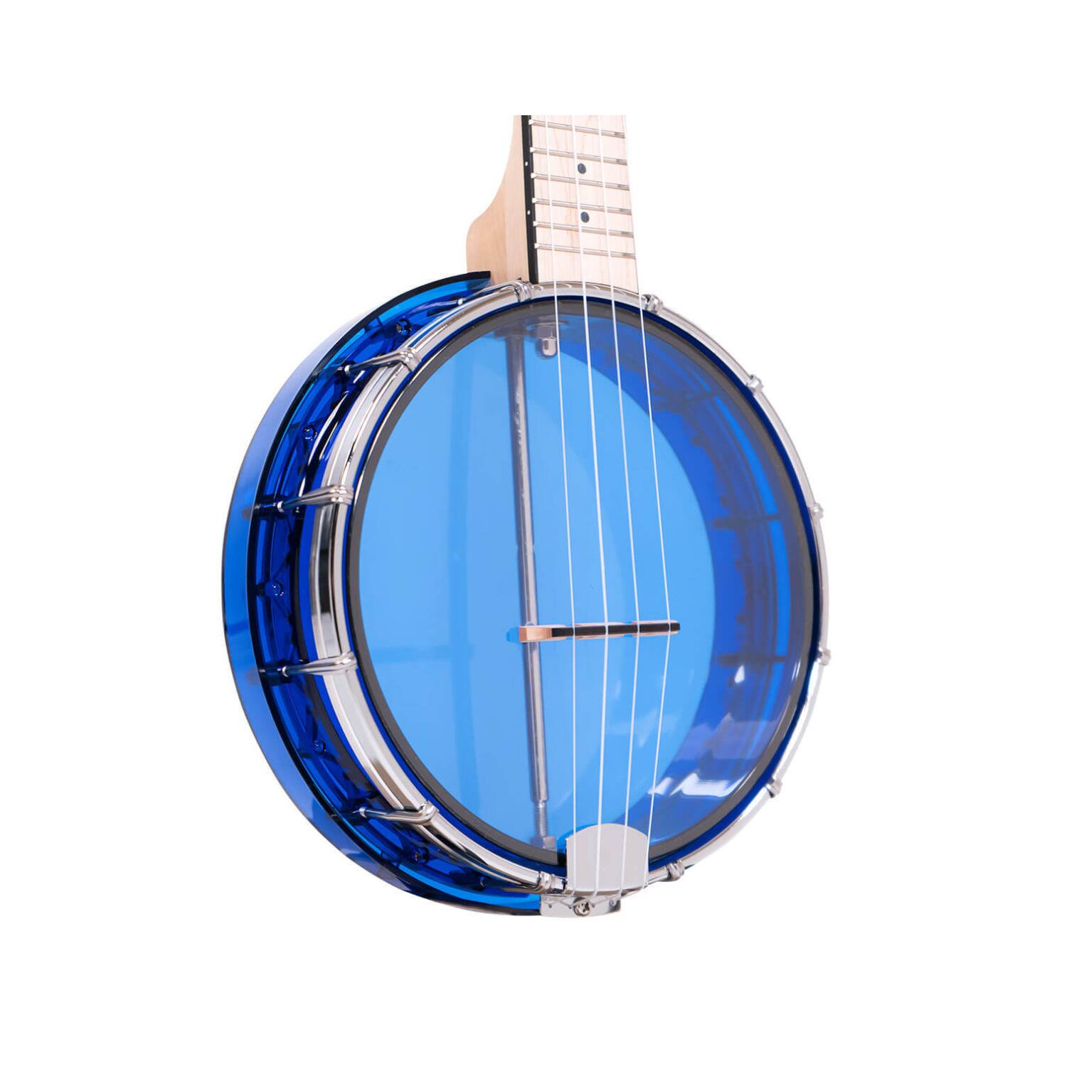 Left. Gold Tone - Gold Tone Little Gem See-through Banjo Ukulele (Sapphire) with Gig Bag.