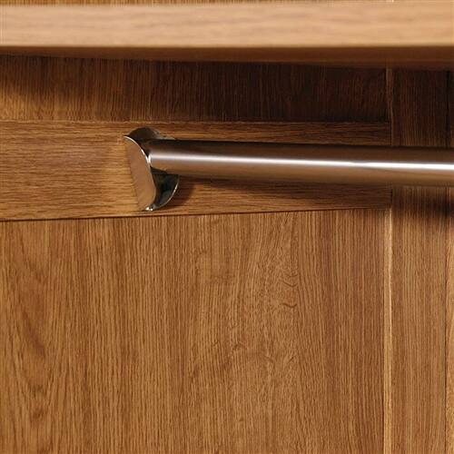 Back. SlickBlue - Freestanding Closet Organizer with Doors and Shelves for Bedroom Storage - Medium Oak.