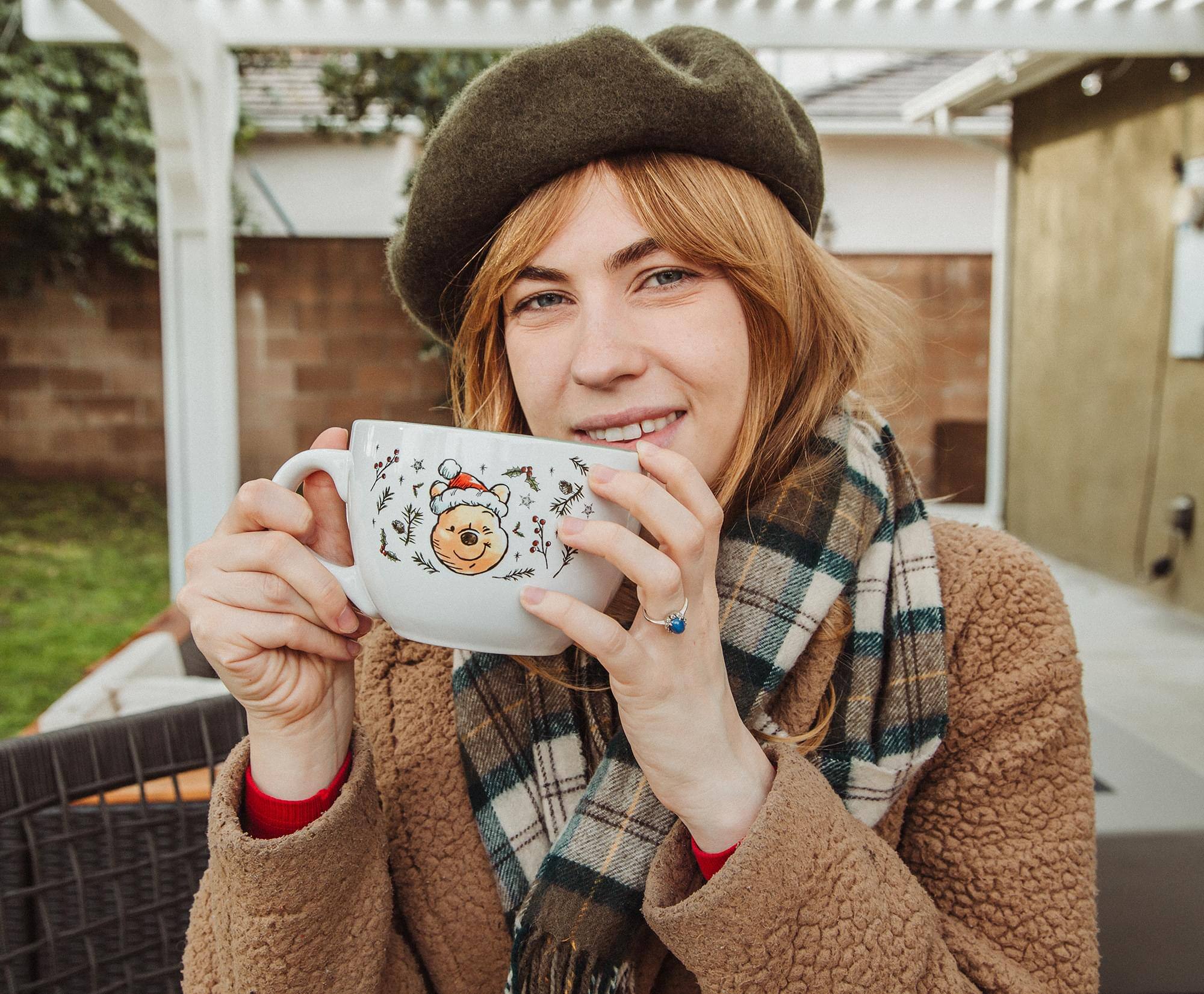 Alt View 3. Disney - Disney Winnie the Pooh Holly Holidays Ceramic Soup Mug | Holds 24 Ounces - White.