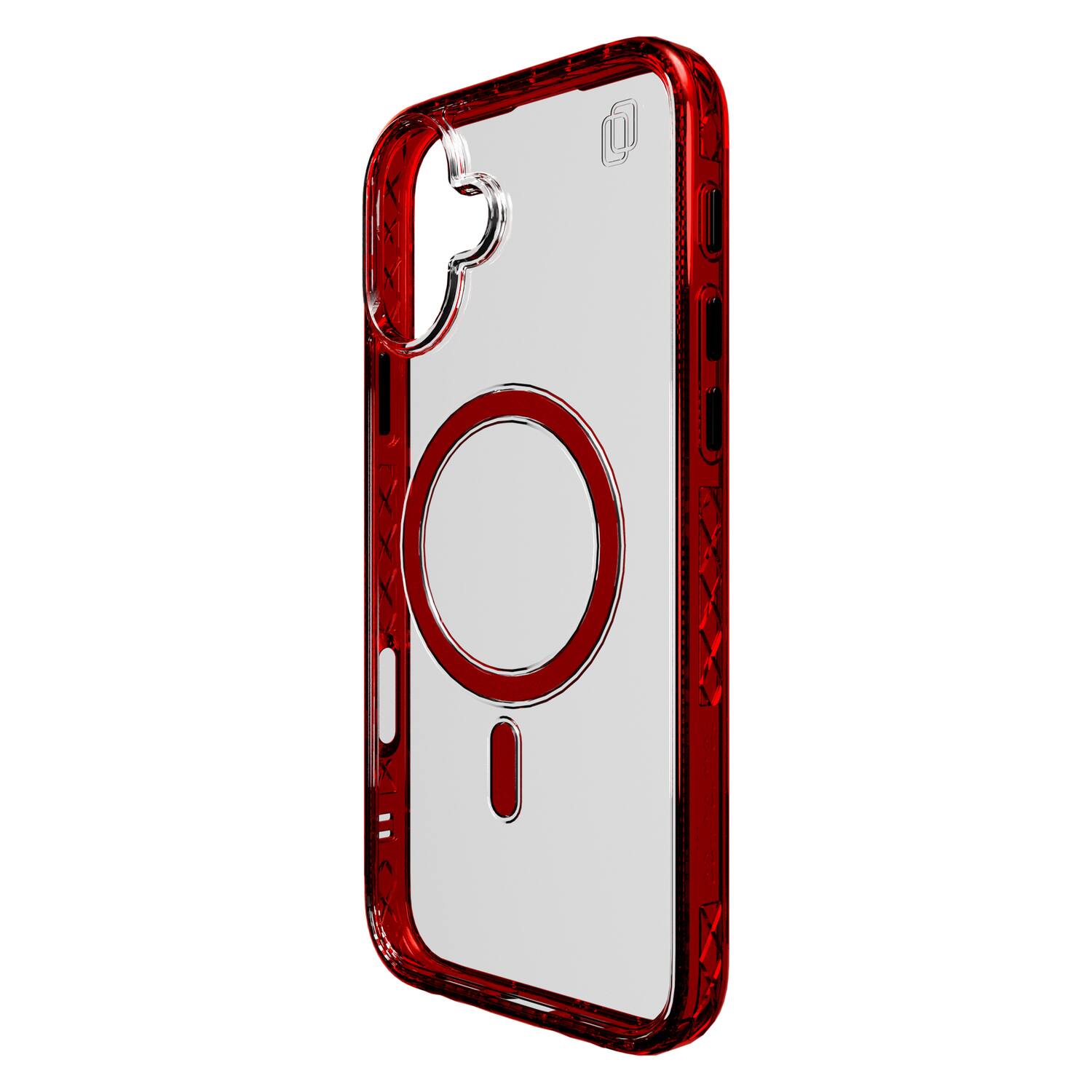 Left. Cellhelmet - Magnitude Series MagSafe Compatible Case for iPhone 16 Plus - Lava Red.