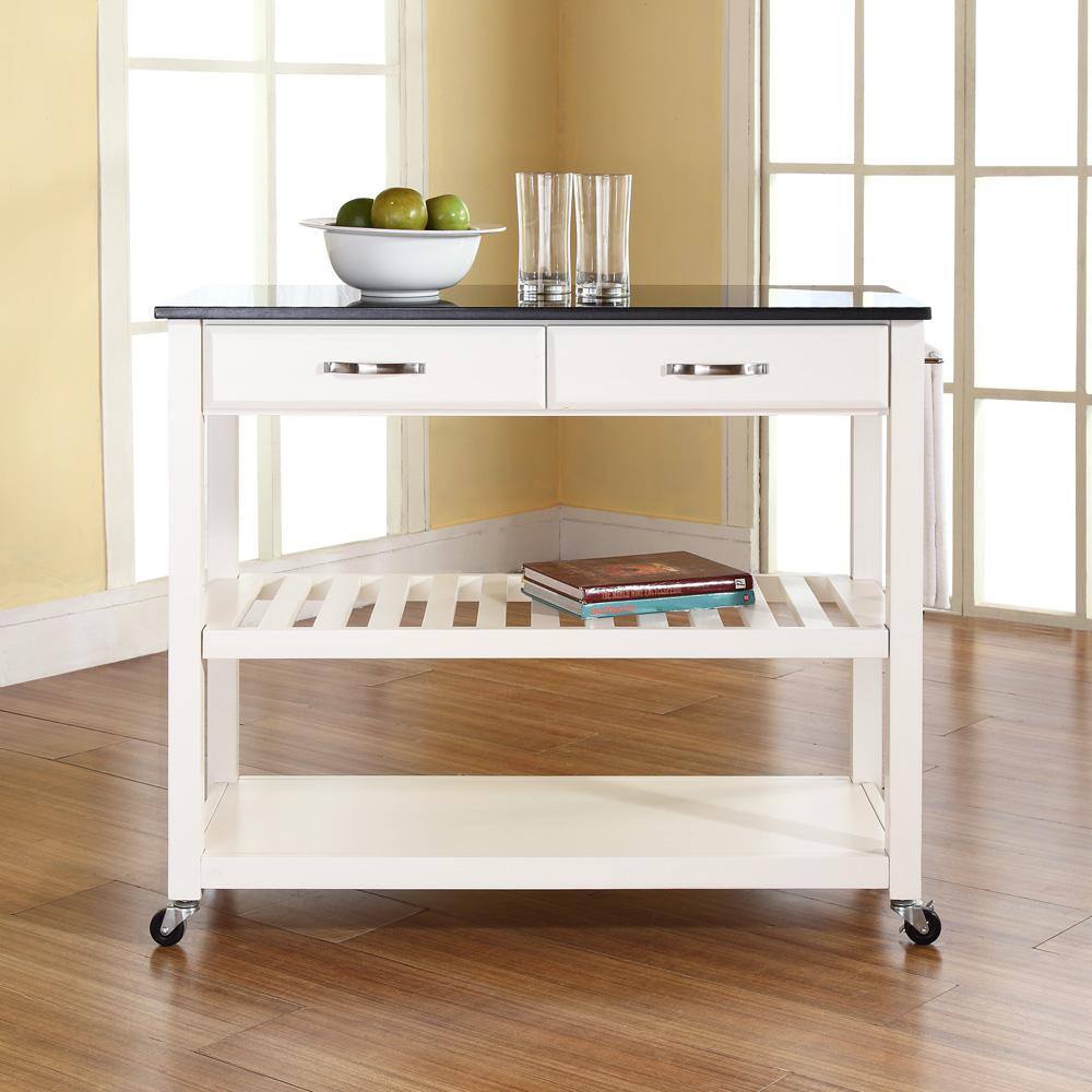 Alt View 3. Crosley Furniture - Granite Top Kitchen Prep Rolling Cart - White.