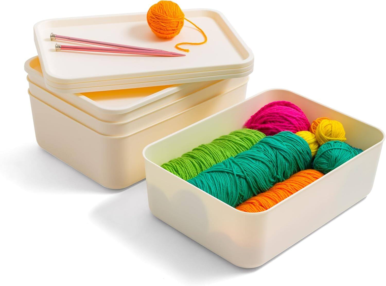 IRIS USA Plastic Modular Stackable Lidded Basket Storage organize Bins ...