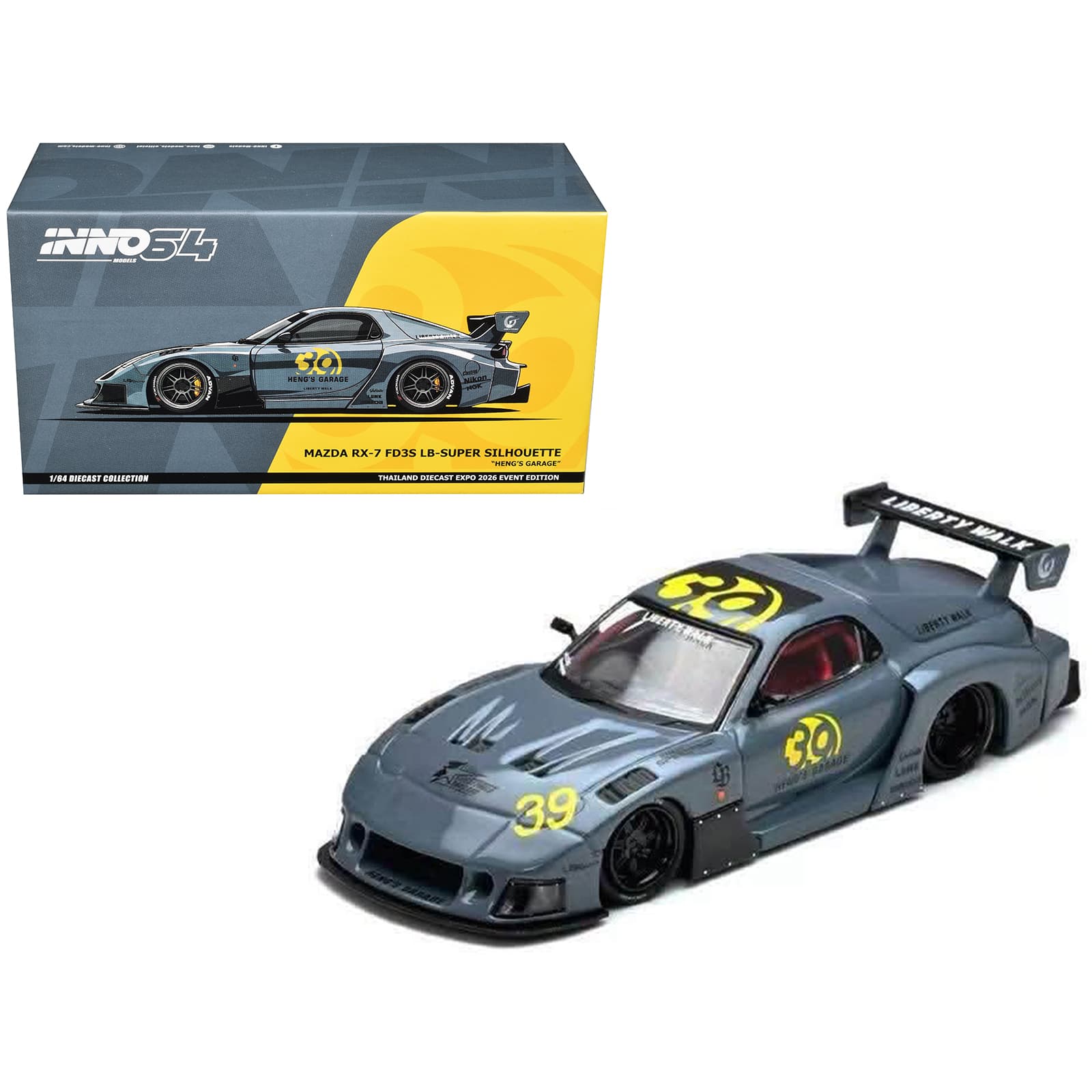 "Mazda RX7 (FD3S) LB-Super Silhouette RHD #39 Gray ""Thailand Diecast Expo 2026 Event"" 1/64 Diecast Car by Inno Models" price history on PriceWatchPro