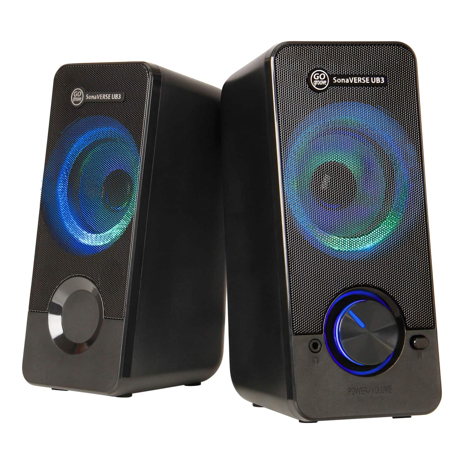 GOgroove - SonaVERSE UB3 12W Peak LED Gaming Computer Speaker, Pair - Blackout