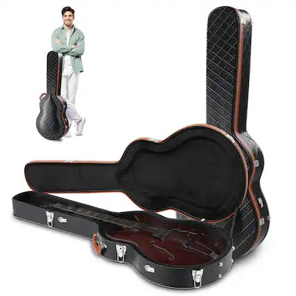 Front. Winado - Ktaxon Cases Hard-Shell Wood Case for Semi-Hollow Guitars; Fits Gibson 335.