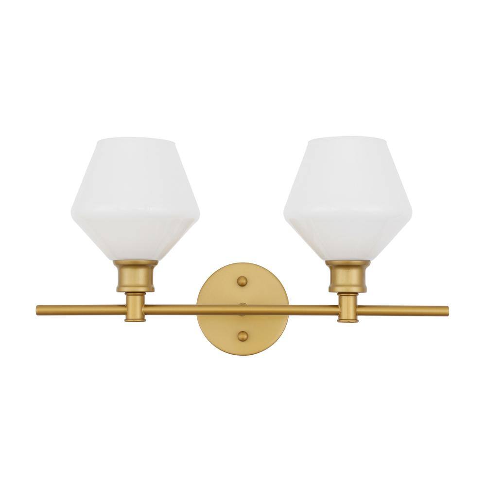 Alt View 9. Living District - Gene 2 light Brass and Frosted white glass Wall sconce - Brass And Frosted White Glass.