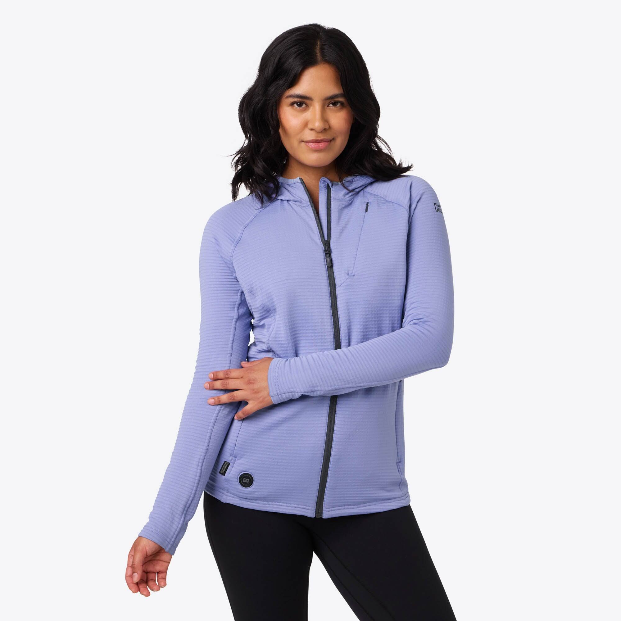 Front. Mobile Warming - Women's Element Mid-Layer Full Zip Heated Hoodie - Periwinkle .