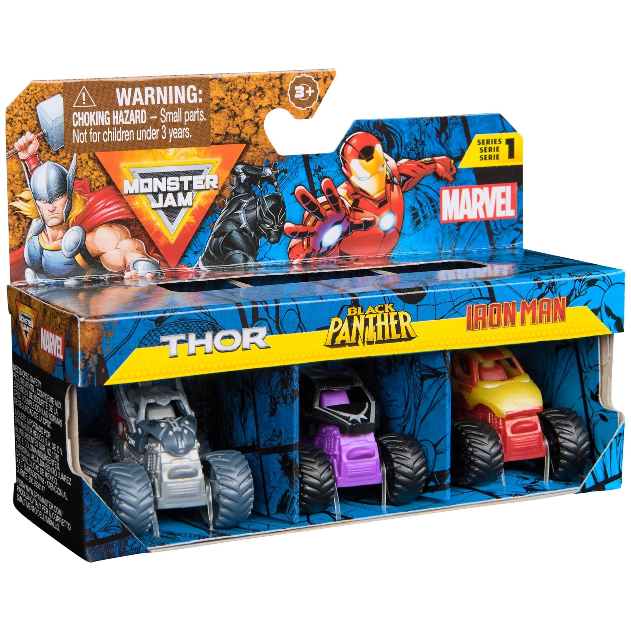 WARNING: CHOKING HAZARD - Small parts. Not for children under 3 years.

MONSTER JAM

MARVEL

SERIES 1

THOR

PANTHER

IRON MAN