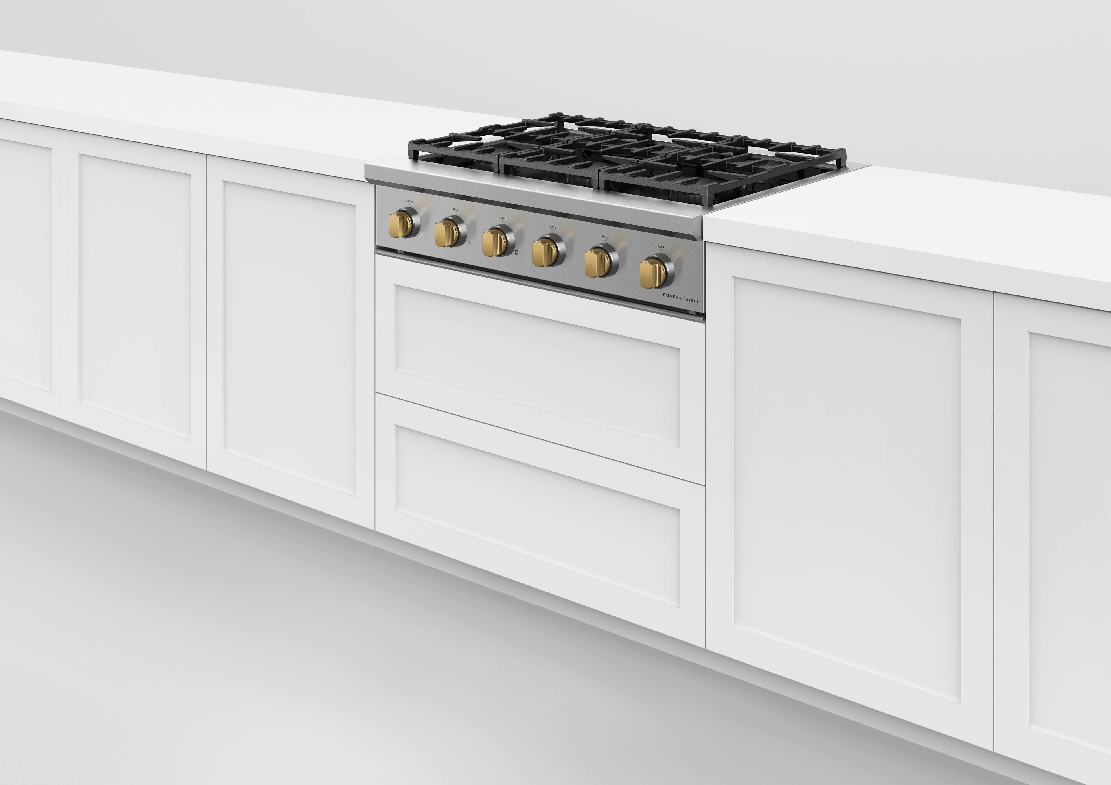 Alt View 15. Fisher & Paykel - Pro Rangetop Dial Kit, 36 in, 6 Burner - Brass.