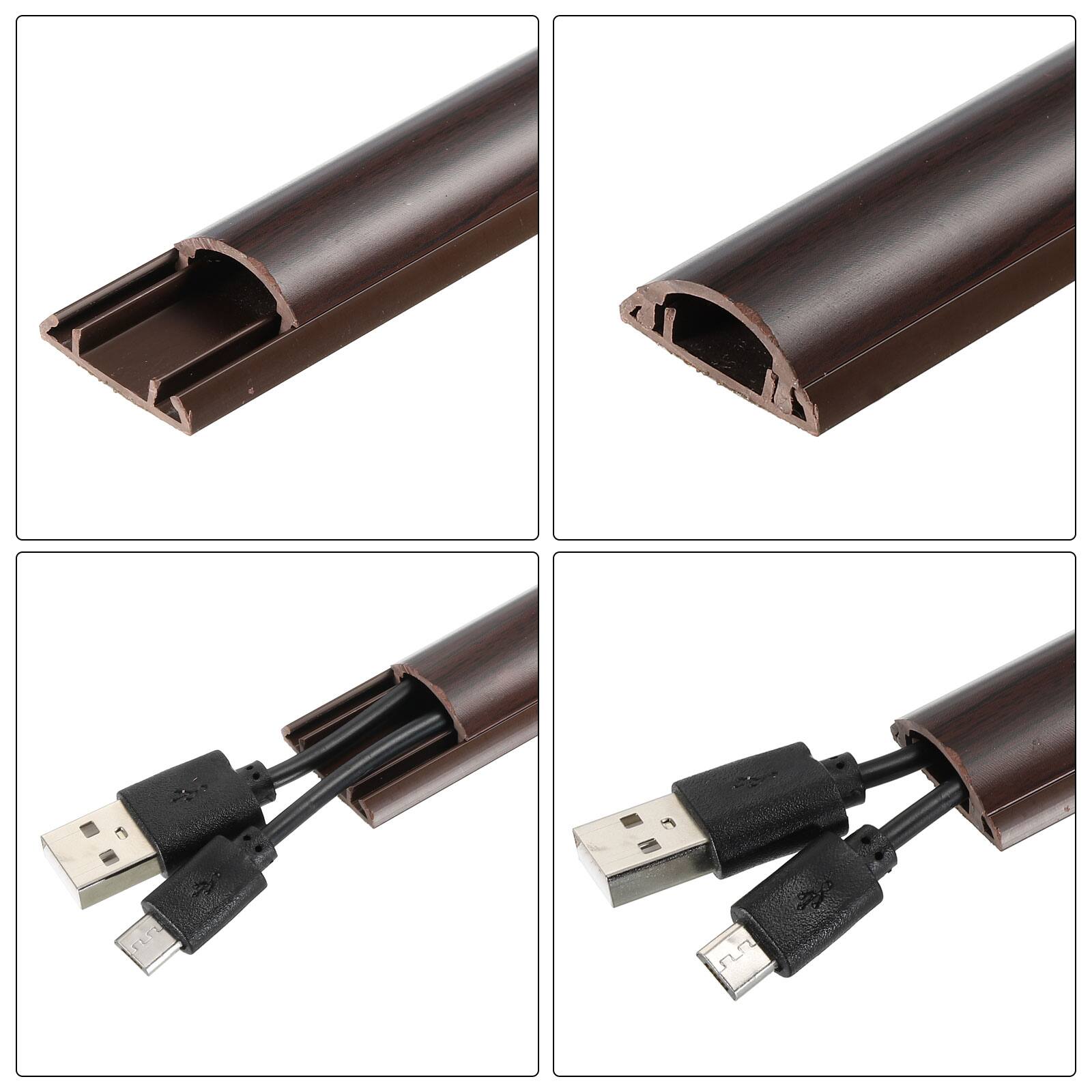 Alt View 2. Unique Bargains - Floor/Wall Cable Raceway Cord Cover 39"Lx1"Wx0.4"H Cord Hider Channel Self-Adhesive for TV Wire Management - Black Brown.