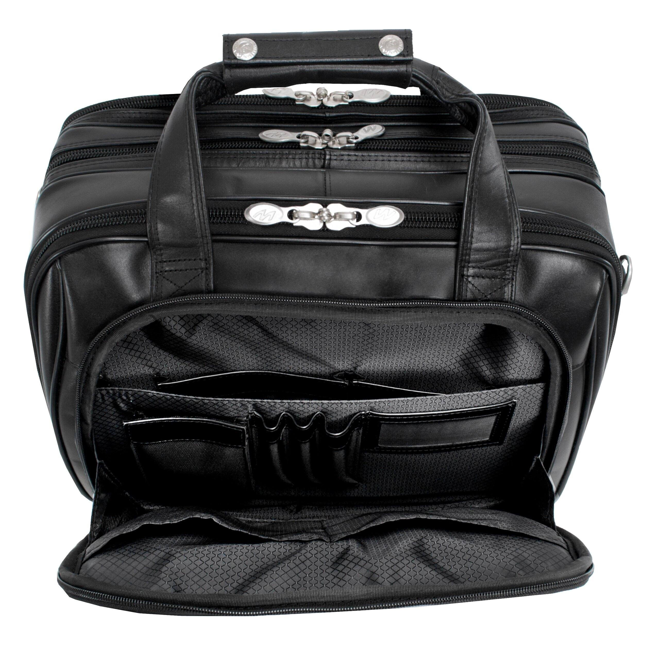 Alt View 4. McKleinUSA - 17-inch Laptop Leather Detachable Wheeled Overnight Case Removable Briefcase Chicago - Black.