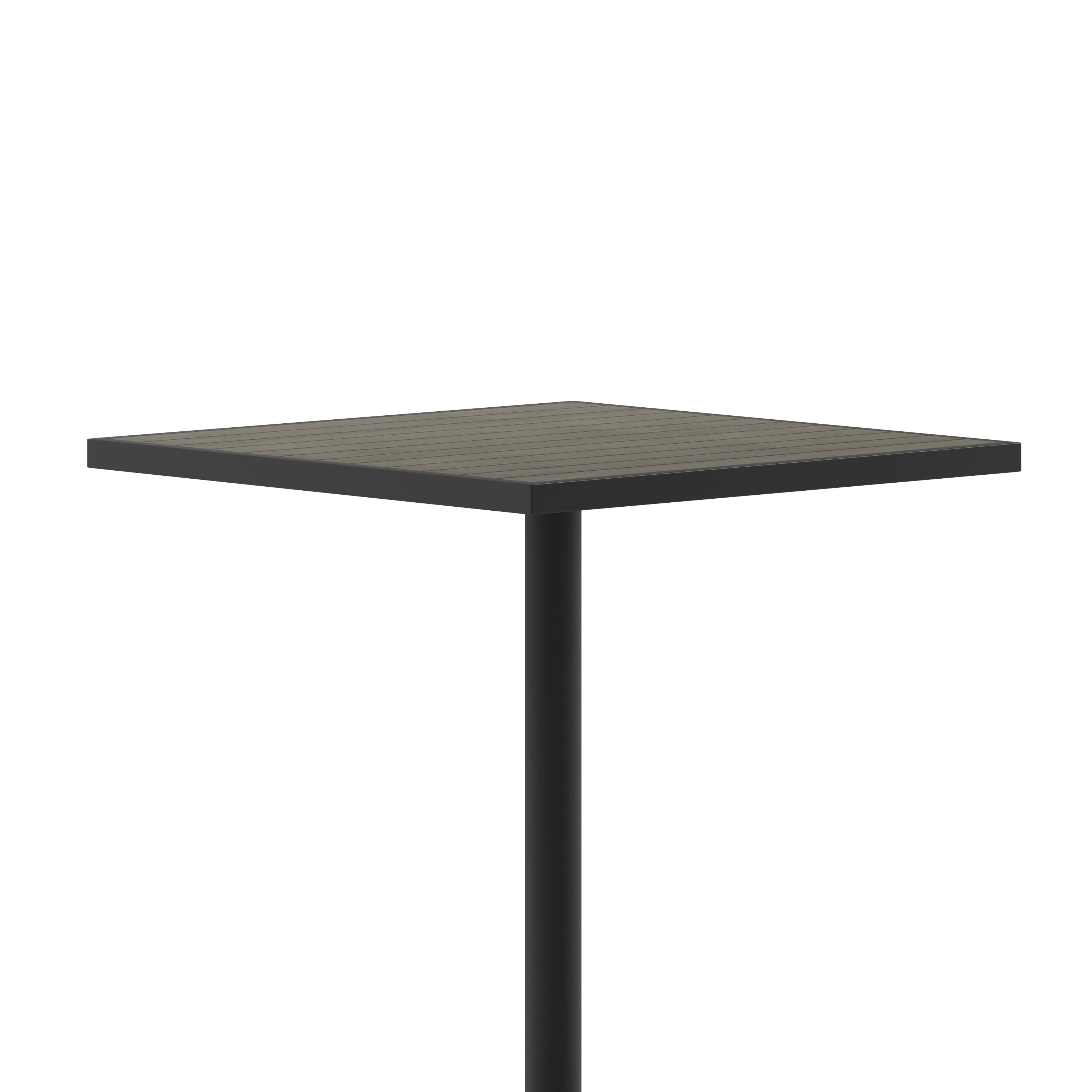 Alt View 10. Emma + Oliver - Livia Outdoor Bar Height Table with Faux Teak Poly Slats - Gray Wash.