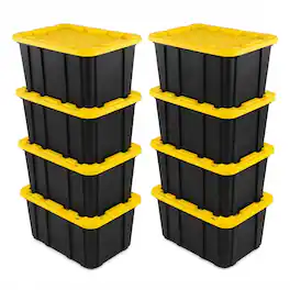 Sterilite - 27 Gallon Industrial Stackable Storage Tote Lidded Containers, 8 Pack