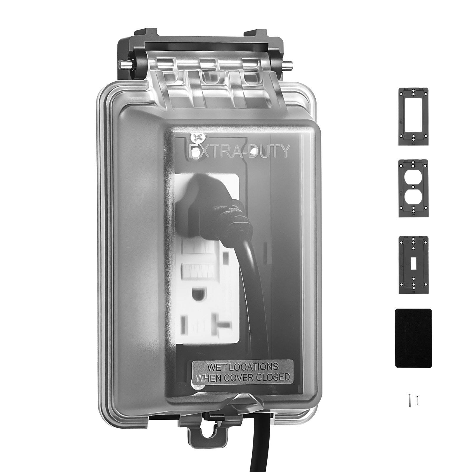 thumbnail image 2 of Double Outdoor Socket Waterproof Outside Plug Socket Weatherproof IP66 Wall Electrical Outlet 13Amp 2 Gang Storm Switched Power Box Grey 2 of 13