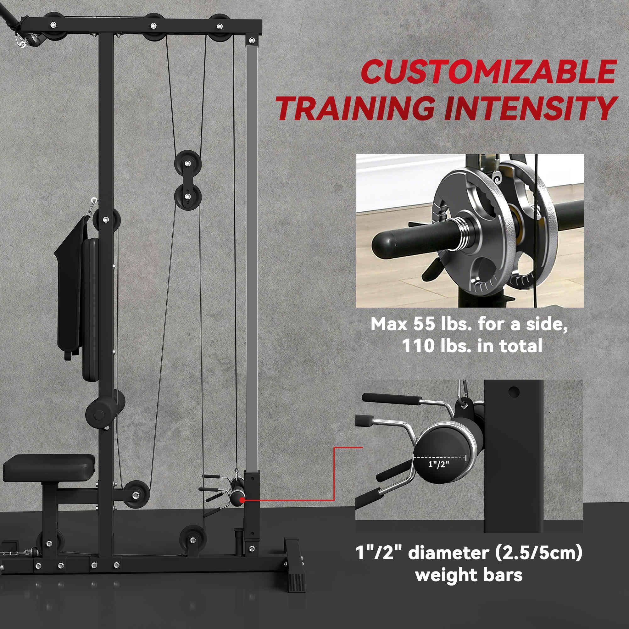 CUSTOMIZABLE TRAINING INTENSITY

Max 55 lbs. for a side, 110 lbs. in total

1" 1/2" diameter (2.5/5cm) weight bars