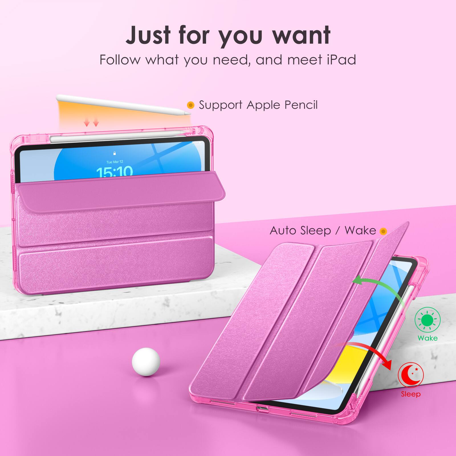 Just for you want  
Follow what you need, and meet iPad  

- Support Apple Pencil  

Auto Sleep / Wake