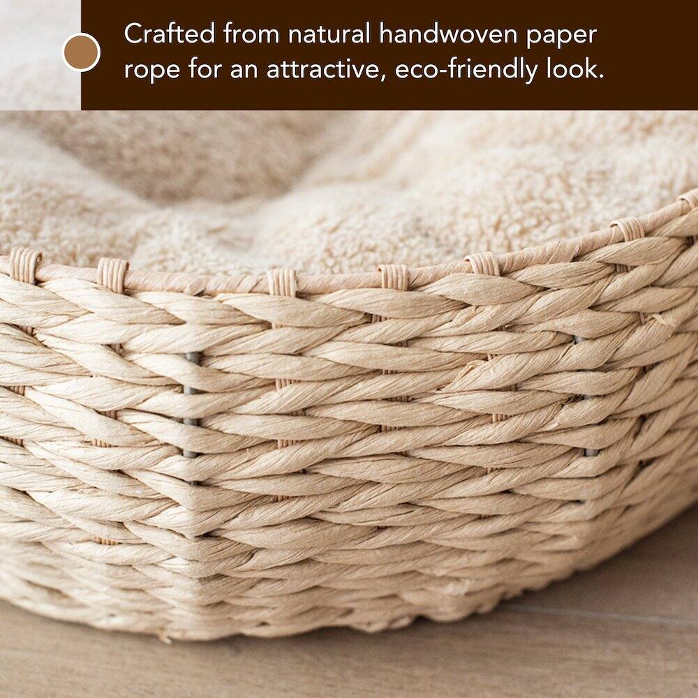 Crafted from natural handwoven paper rope for an attractive, eco-friendly look.