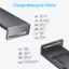 Comprehensive Ports:

1. Audio Jack: 3.5 mm
2. SD/micro SD: UHS-I 104 MB/s
3. USB-A 2.0: 480 Mbps
4. USB-A: 5Gbps
5. USB-C: 5Gbps
6. PD Input: 100W
7. HDMI: 4K@60Hz
8. Ethernet: 1Gbps
9. USB-A 2.0: 480 Mbps
10. Connection to Laptop: 3.3 ft
11. Built-In USB-C