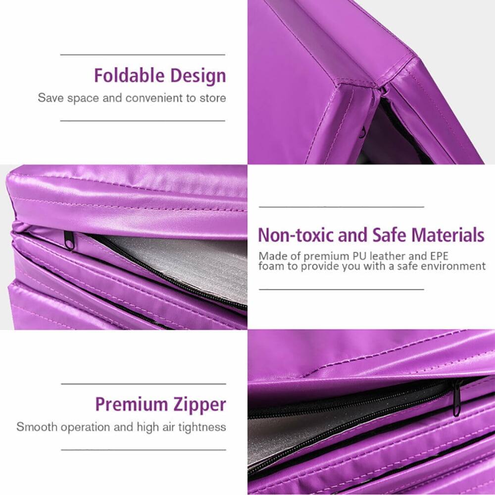 Foldable Design  
Save space and convenient to store  

Non-toxic and Safe Materials  
Made of premium PU leather and EPE foam to provide you with a safe environment  

Premium Zipper  
Smooth operation and high air tightness