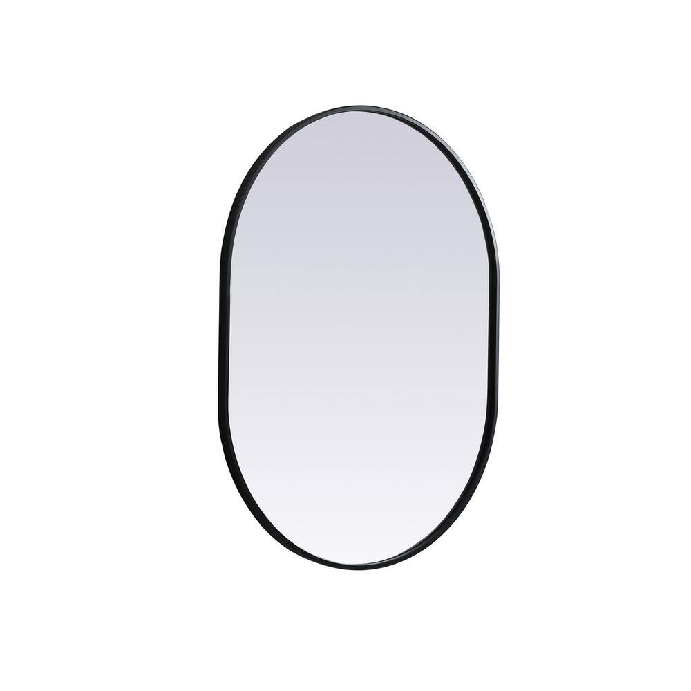 Alt View 1. Elegant Decor - Metal Frame Oval Mirror 27x36 Inch in Black - Black.