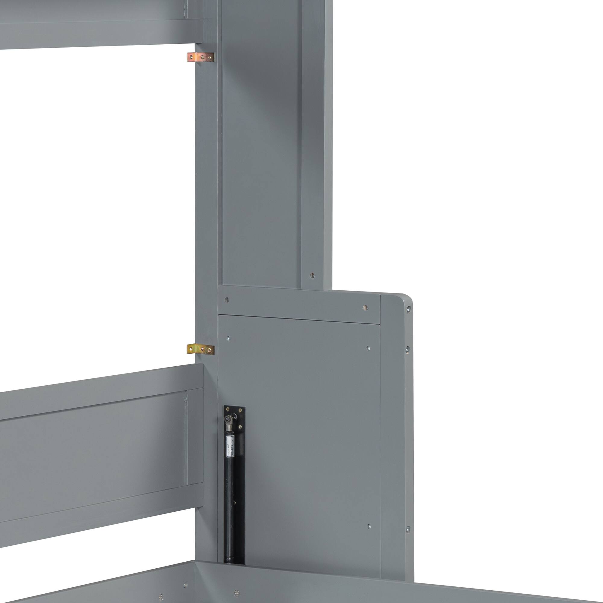 Alt View 8. Tiramisubest - Queen Size Gray Wood Murphy Bed with Hydraulic Lift & Desk, Space-Saving - Gray.