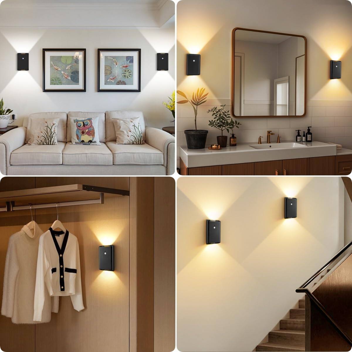 Alt View 2. HM 1810 - Battery operated Motion Sensor Wall Light mah Rechargeable Sconce Set Of SensoCloset Light Magnetic Stair L - Black 1 Pack.