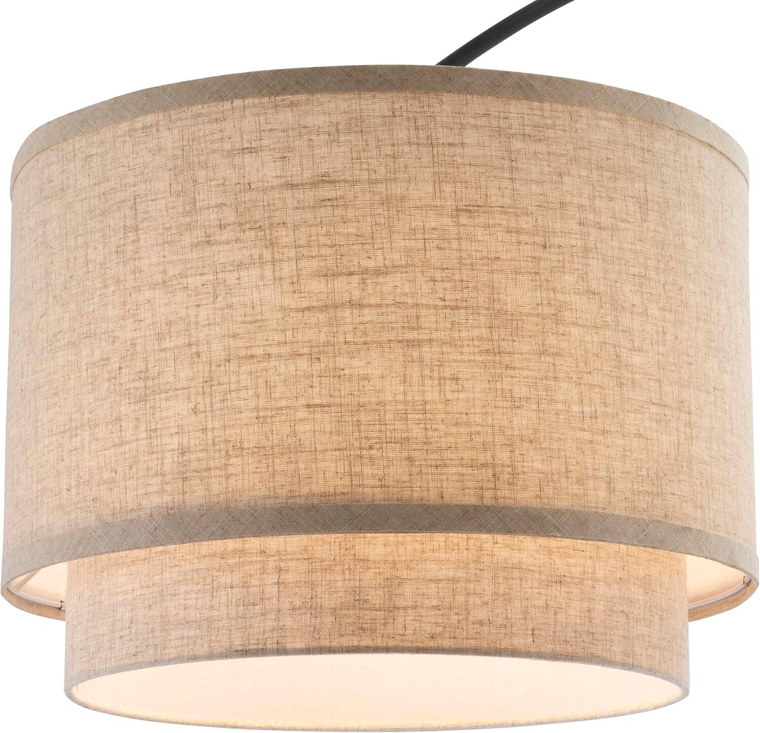 Alt View 2. FC Design - FC Design Modern 81" Tall Standing Adjustable Arched Floor Lamp with Double Drum Shade and Marble Base - Beige - Beige.