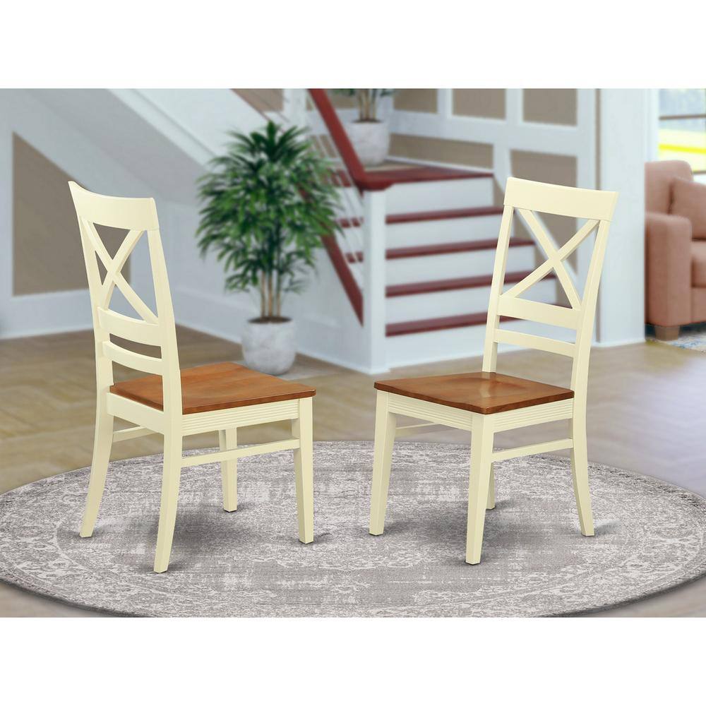 Angle. East West Furniture - Dining Room Set Buttermilk & Cherry - Brown.