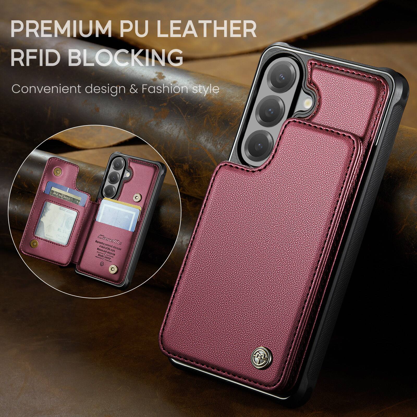 PREMIUM PU LEATHER RFID BLOCKING  
Convenient design & Fashion style
