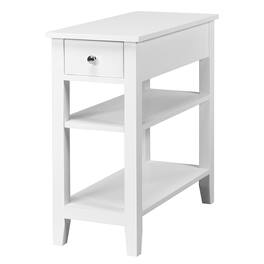 Gymax - 3 Tier Nightstand Bedside Table Sofa Side End Table w/Double Shelves Drawer - White