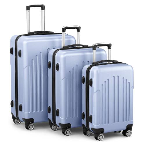 Alt View 1. Winado - 20"24"28" Trolley Case 3-Piece ABS Hardside Luggage Suitcase Set with Spinner Wheels & TSA Lock for Travel Business - Sea Blue.