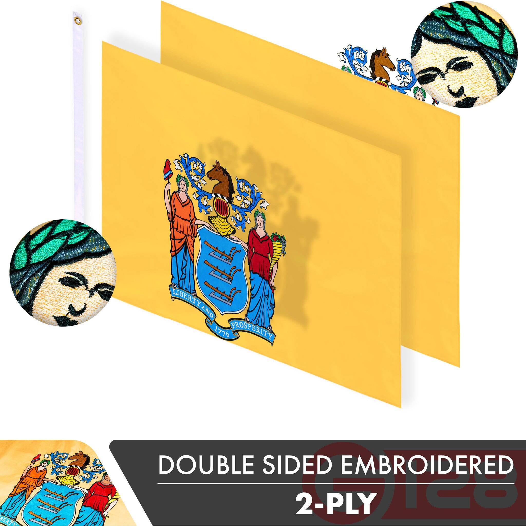 LIBERTY AND PROSPERITY 1778  
DOUBLE SIDED EMBROIDERED 2-PLY
