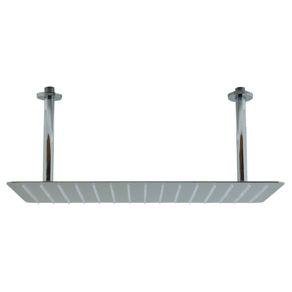 Left. Alfi - 20" Rectangular Polished Solid Stainless Steel Ultra Thin Rain Shower Head - Silver.