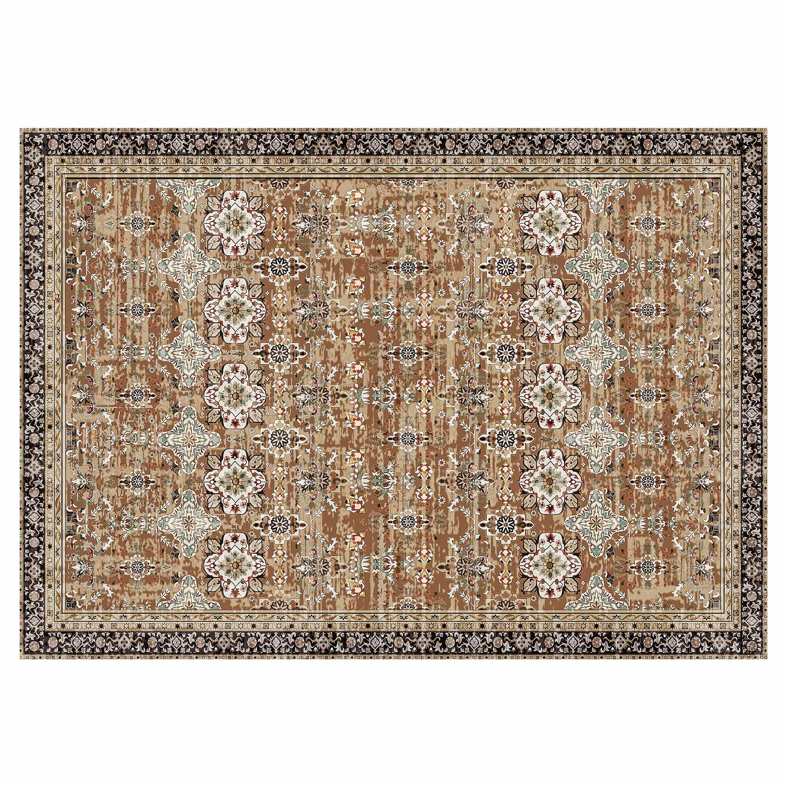 Front. VEVOR - Area Rug, 9 x 12 ft Large Washable Rug, Non-Slip and Tear-Resistant Soft Carpet, Pet & Child Friendly Vintage Area Rugs - Brown Green.