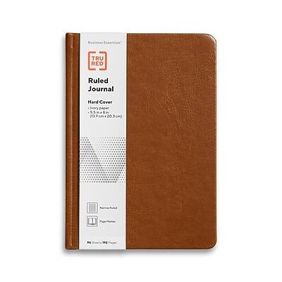 TRU RED - TRU RED™ 5.5” x 8” Medium Hard Cover Narrow Ruled Journal, (TR61950) - Cognac