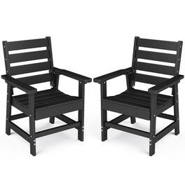 FODINGHILL - 2-Piece Outdoor dining Chair, Premium HDPE Patio Chair with Armrests, All-Weather Comfort for Backyard, Deck & Poolside - Black