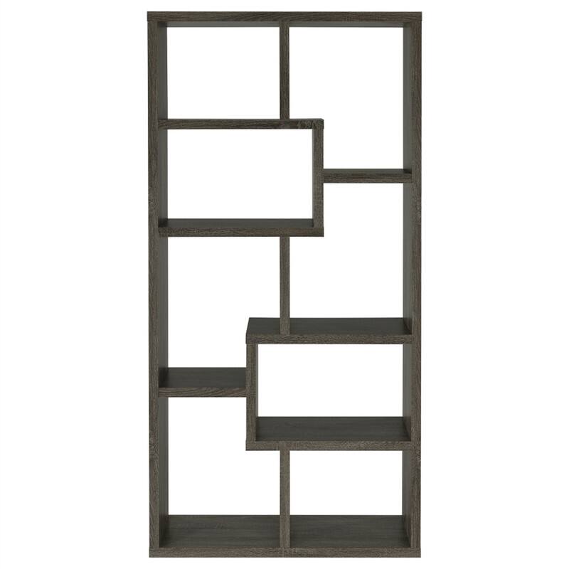 Alt View 6. HTUTWOO - 8-Shelf Geometric Bookcase-Wooden Open Back Bookshelf,70.75" Tall Vertical Storage Display Shelving Unit for Living Room - Grey.