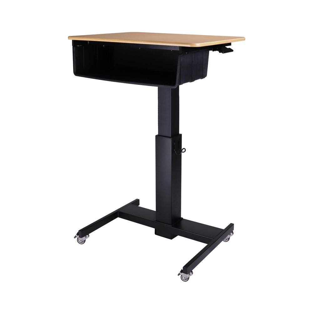 Alt View 2. Rocelco - 28" Height Adjustable Mobile School Standing Desk - Brown.