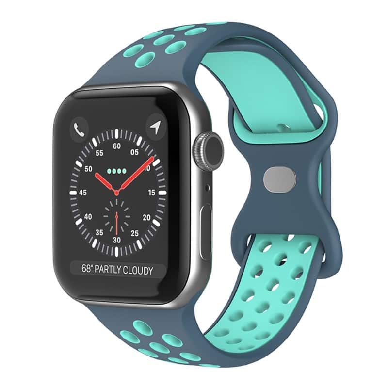 StrapsCo - ColorBlock Active Strap Silicone Rubber Watch Band For Apple Watch - 40mm/41mm/42mm (Short-Medium) - Blue & Teal price history on PriceWatchPro
