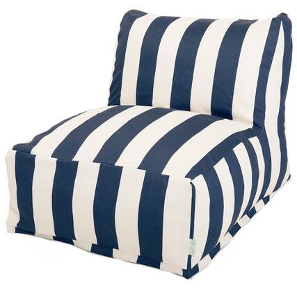 Front. Majestic Home - Chair Lounger Vertical Stripe Navy - Blue.