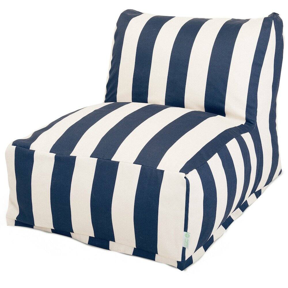 Front. Majestic Home - Chair Lounger Vertical Stripe Navy - Blue.