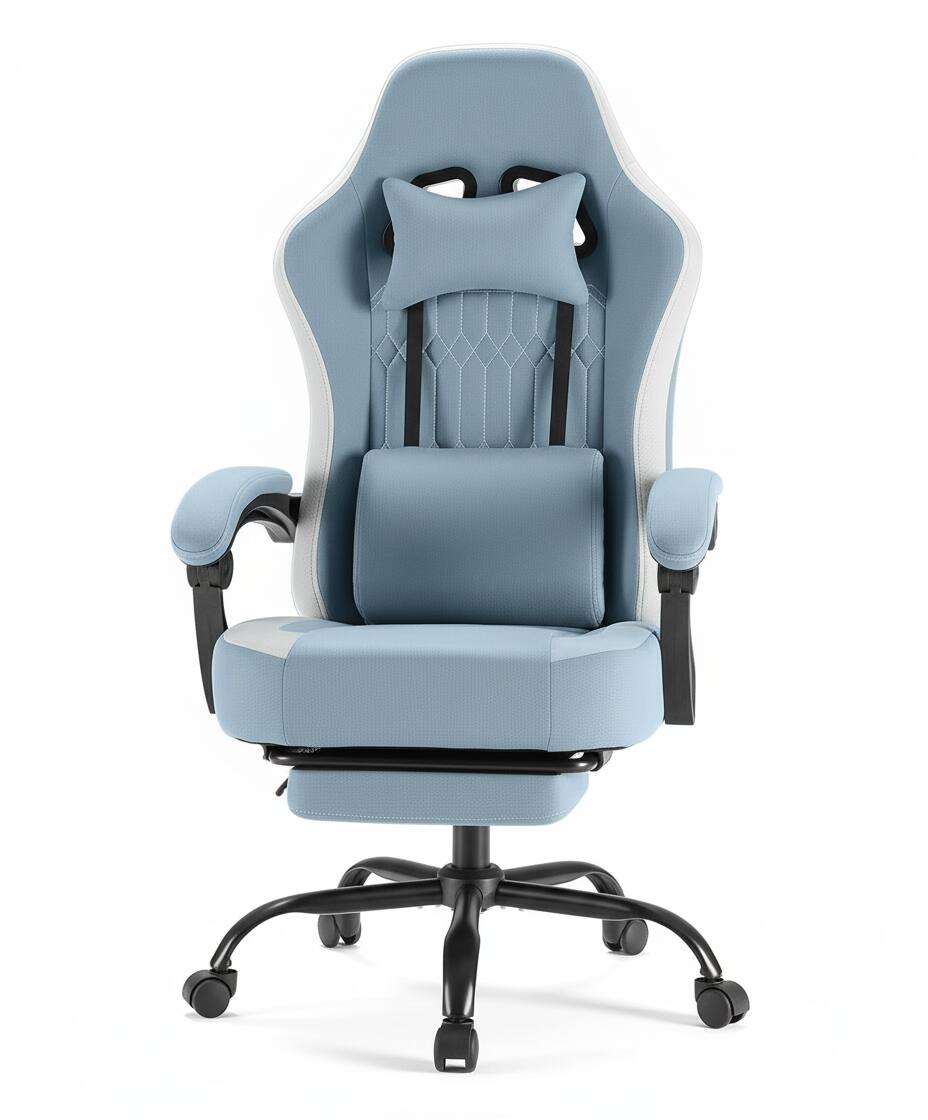 Front. AOITUN - Computer Gaming Chair High Back Ergonomic, Value for Daily Use - Blue.