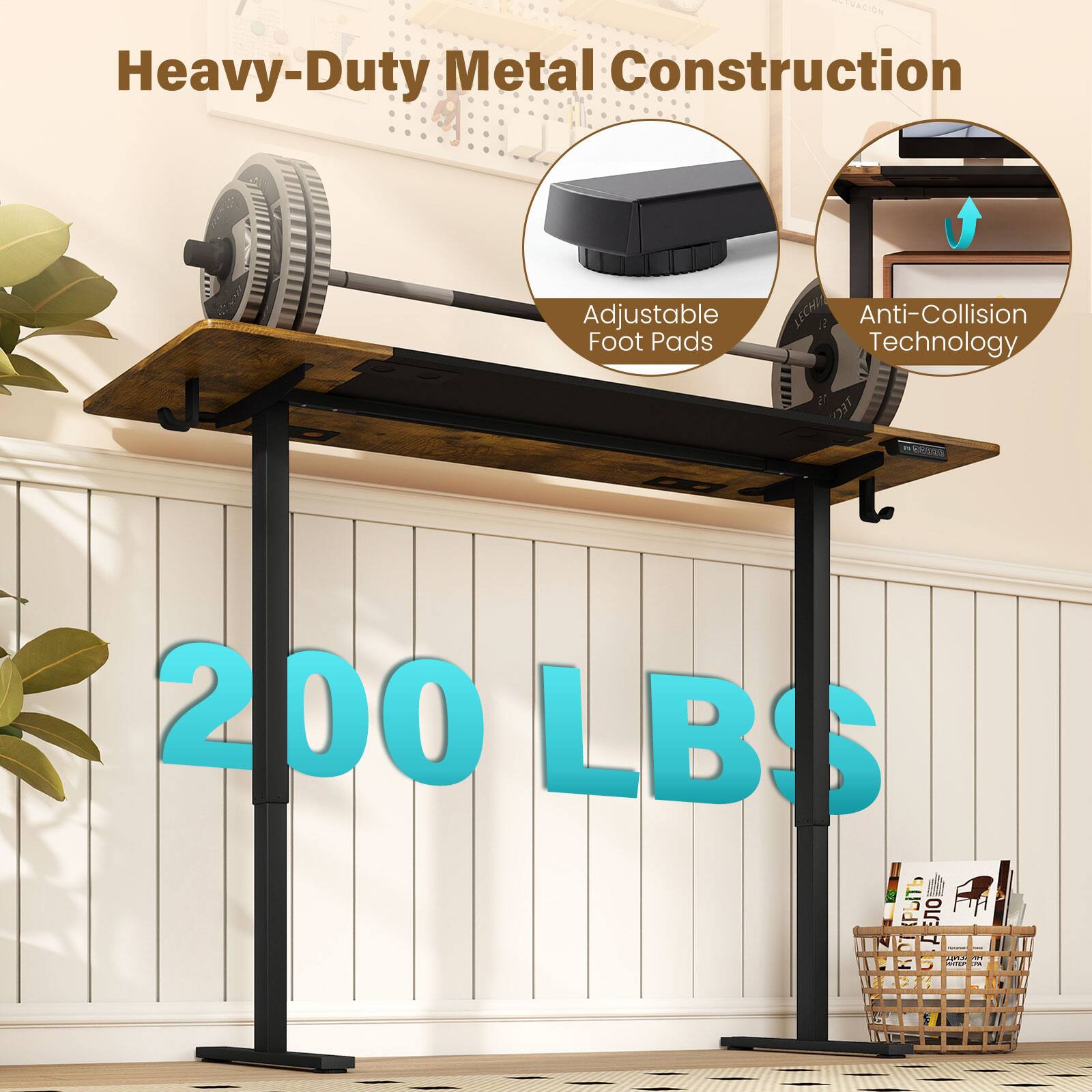 Heavy-Duty Metal Construction Adjustable Foot Pads LECHI 12 Anti-Collision Technology 200 LBS
